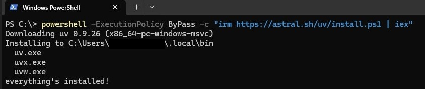 PowerShell uv installation