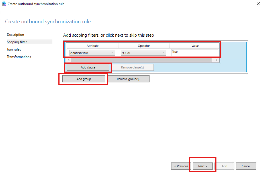 ［Scoping filter］cloudNoFlowがTrueのオブジェクトに絞る画面