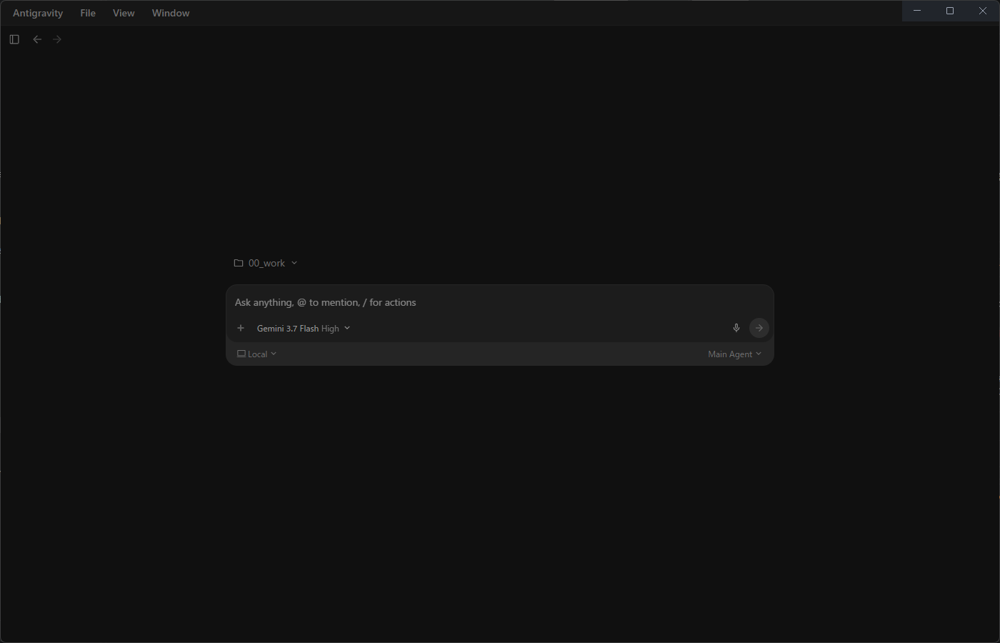 セットアップが完了したAntigravityのメイン画面