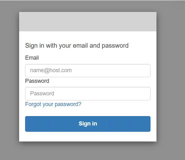 ブラウザで表示されたSSO IdP（Amazon Cognito）のログイン画面。「Sign in with your email and password」の下にEmail・Passwordの入力欄と「Sign in」ボタンが表示されている。