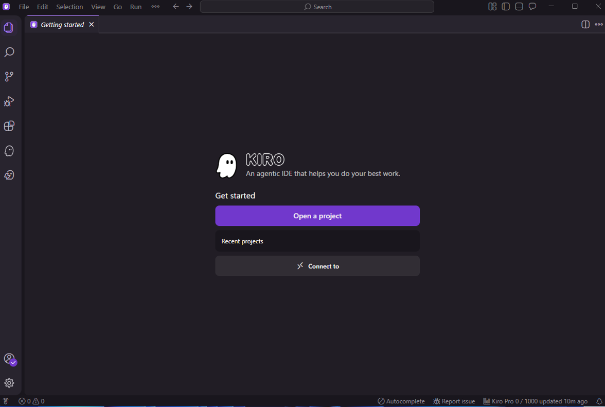 Kiroのスタート画面