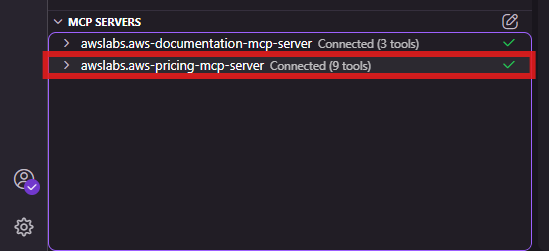Screen showing MCP is enabled