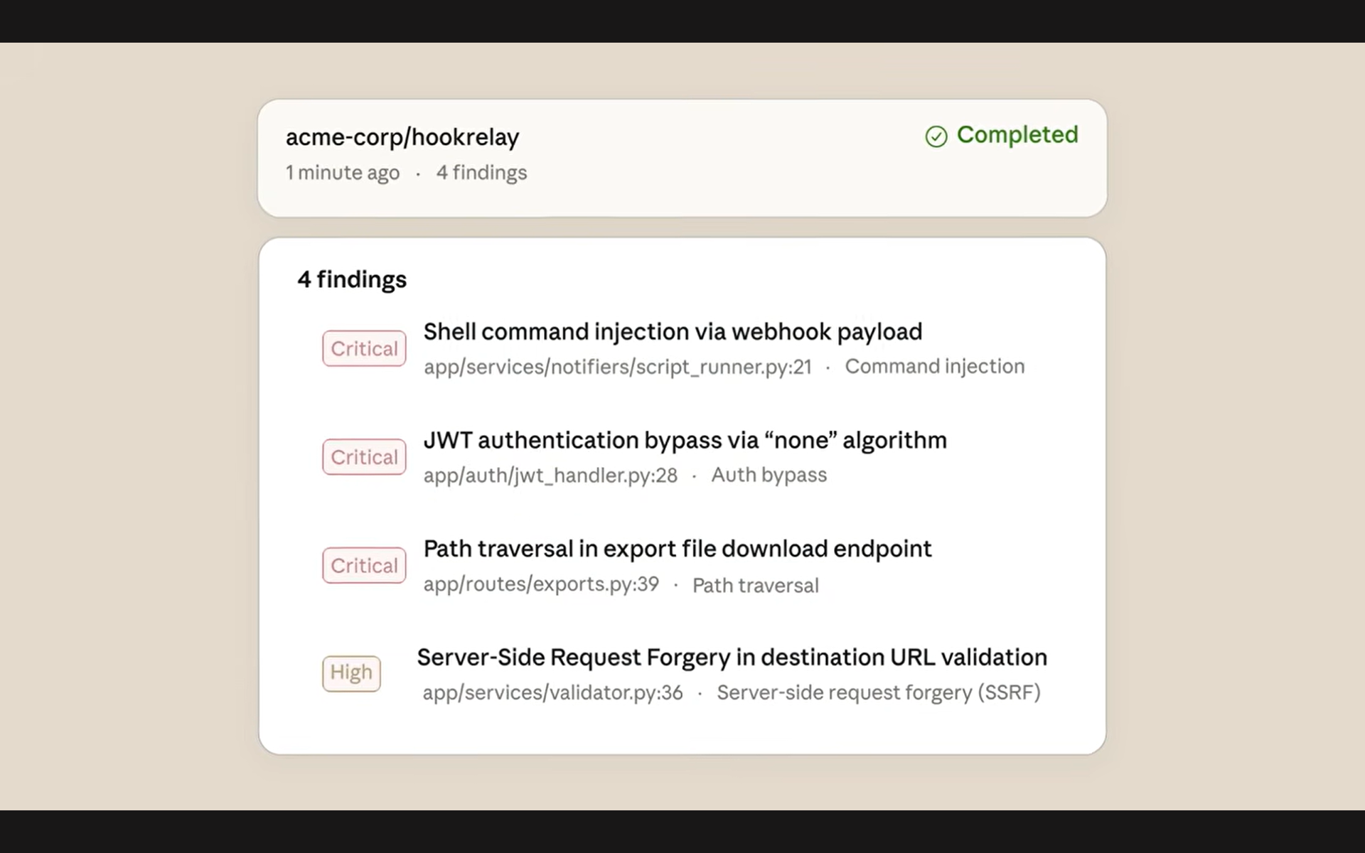 脆弱性が一覧表示されたダッシュボード