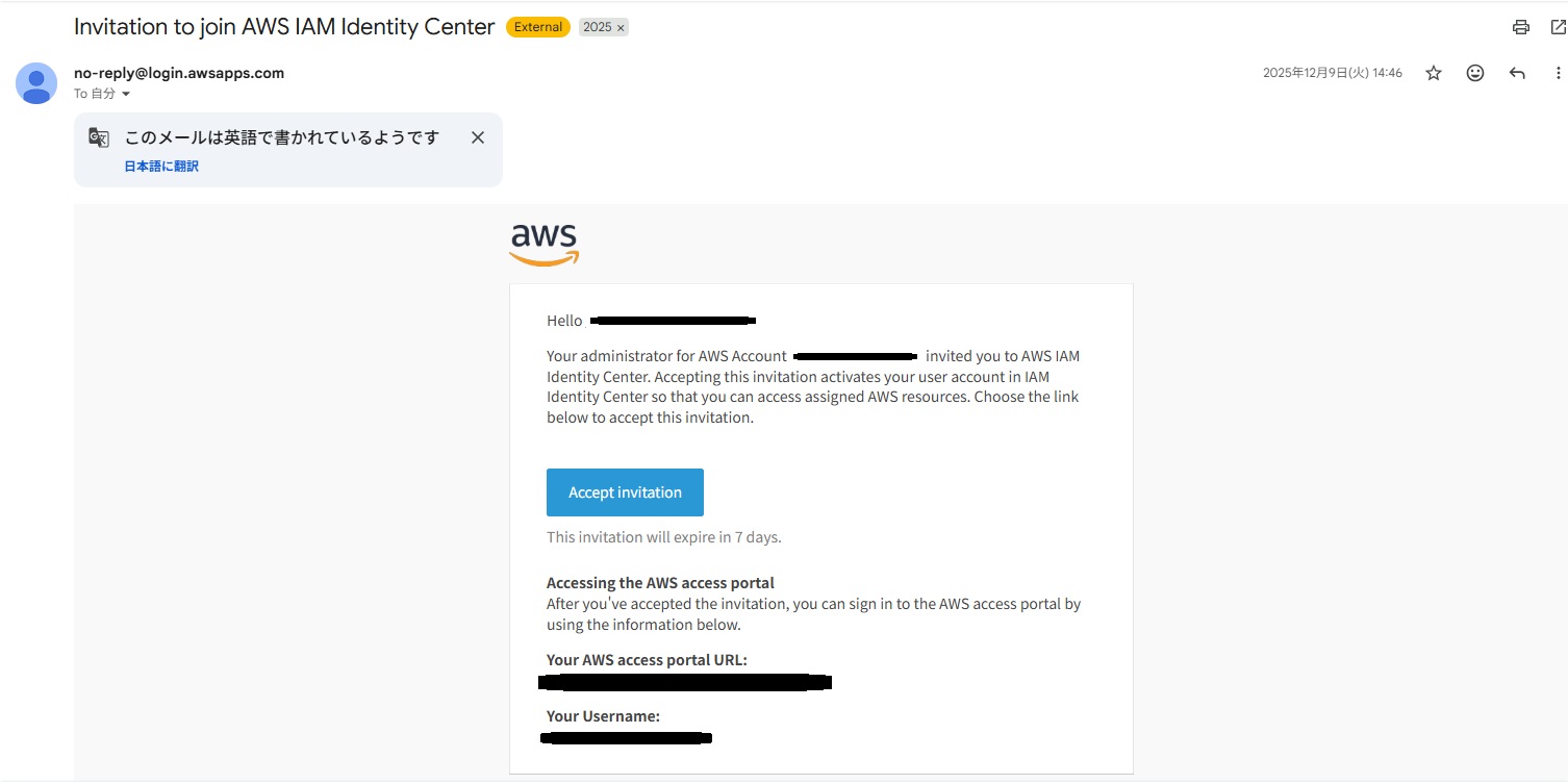 招待メール画面